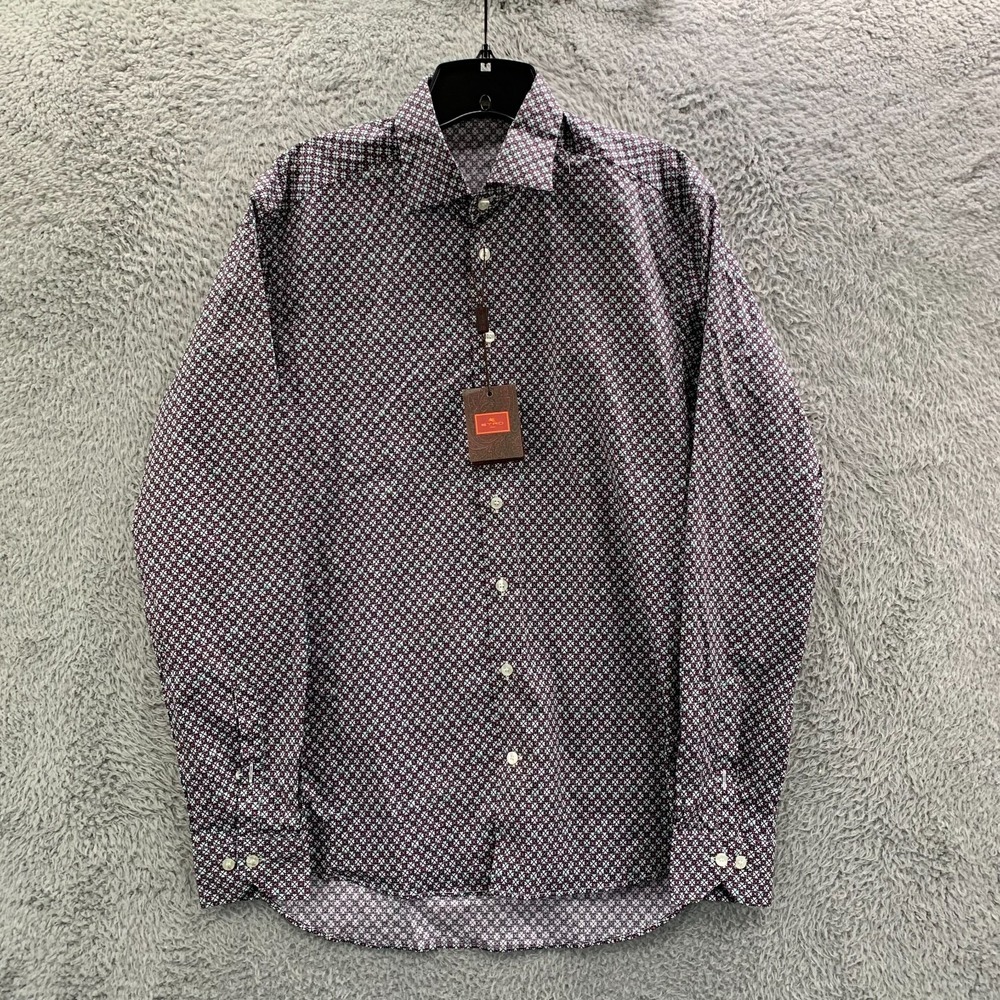 $460 NWT ETRO Shirt Mens Size 39 Medium Button Up Purple White